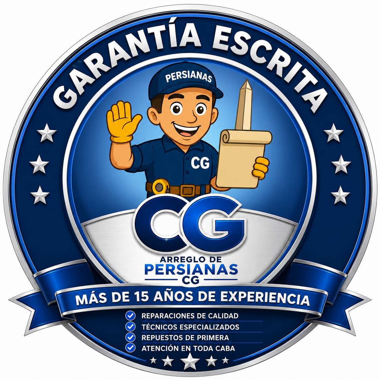 alt="Técnico reparando persiana metálica enrollable en local comercial de CABA durante trabajo de mantenimiento">